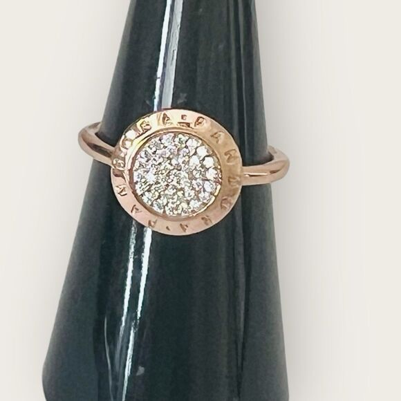 Round rose gold plated ring size 6 paved clear crystals - Picture 4 of 7
